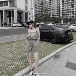 Jum ống kaki xám bo thun eo