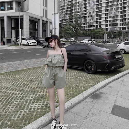 Jum ống kaki xám bo thun eo