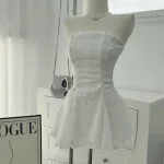jum ống trắng ren hoa đan dây eo
