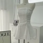 jum ống trắng ren hoa đan dây eo