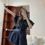 Jump jean cổ sơ mi