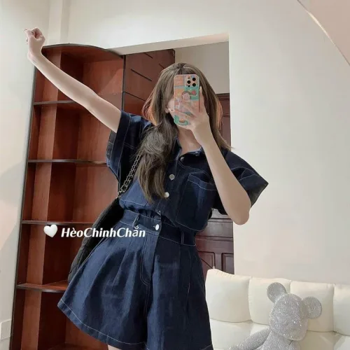 Jump jean cổ sơ mi