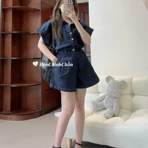 Jump jean cổ sơ mi