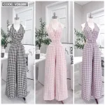 Jumpsuit dài basic kẻ