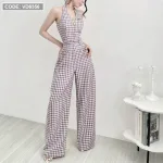 Jumpsuit dài basic kẻ