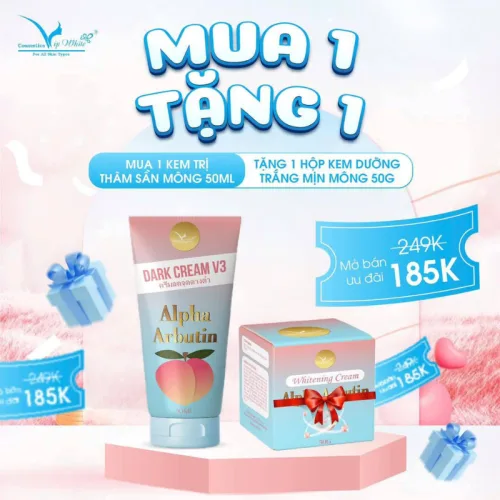 Kem Giảm Thâm Mông Dark Cream V3 Alpha Arbutin Vip White 50ml & Tặng Hộp 50g Chính Hãng