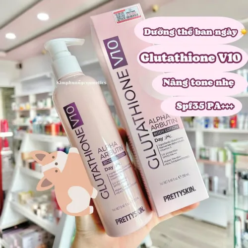 Kem Body Prettyskin Màu Hồng Ban Ngày Glutathione V10 Alpha Arbutin Body Lotion 250ml