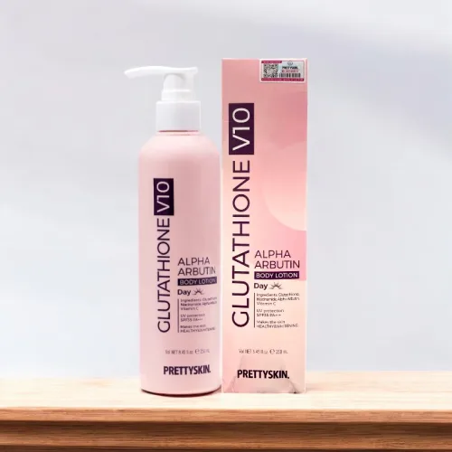 Kem Body Prettyskin Màu Hồng Ban Ngày Glutathione V10 Alpha Arbutin Body Lotion 250ml