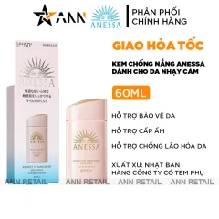 Kem Chống Nắng Anessa Hồng Perfect UV Sunscreen Mild Milk SPF50+/PA++++ Cho Da Nhạy Cảm & Da Trẻ Em 60ml