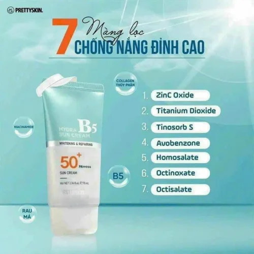 Kem Chống Nắng B5 PrettySkin dành riêng cho da nhạy cảm không gây dị ứng  không chứa hương liệu