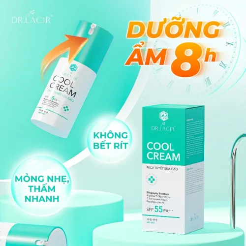 Kem Chống Nắng Dr Lacir Cool Cream Face Tuyết Sữa Gạo Dưỡng Trắng Da Ban Ngày 50g