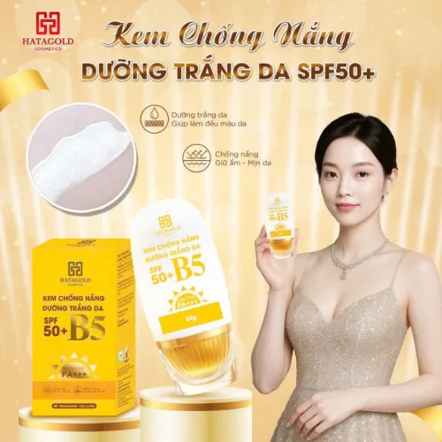 Kem Chống Nắng Dưỡng Sáng Da Spf 50+ B5 Uva/Uvb Pa+++ Hatagold 50g