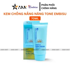 Kem Chống Nắng Embisu 50+ Spf/Pa+++ Hàn Quốc 70ml - Hỗ Trợ Bảo Vệ Da Nâng Tone Nhẹ