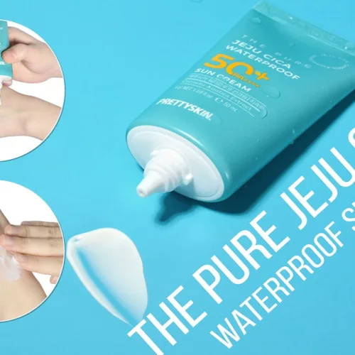 KEM CHỐNG NẮNG KHÁNG NƯỚC LÂU TRÔI PRETTYSKIN THE PURE JEJU CICA WATERPROOF SUN CREAM