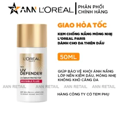 Kem Chống Nắng Loreal Paris Cho Da Thiên Dầu Defender Serum - Invisible Resist SPF50+ PA++++ 50ml Loreal ( Vạch Đỏ)