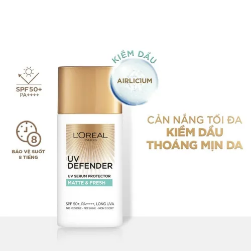 Kem Chống Nắng Loreal Paris Kiềm Dầu Thoáng Mịn Da Matte & Fresh With Airlicium SPF50+ PA++++ 50ml