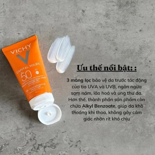 Kem chống Nắng Vichy Capital Soleil Dry Touch Face Fluid SPF50 là sản phẩm kem chống nắng giúp bảo vệ da trước tác hại của tia UVB và tia UVA