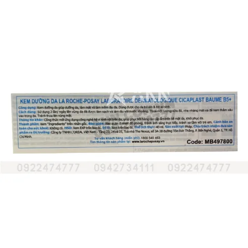 Kem Dưỡng Da La Roche Posay Làm Dịu Hỗ Trợ Phục Hồi Da 40ml Hàng Công Ty Có Tem Phụ