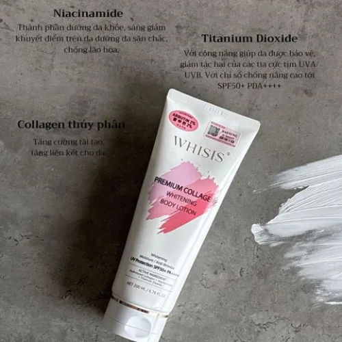 Kem Dưỡng Thể Trắng Da Chống Nắng WHISIS Premium Collagen Whitening Body Lotion 200ml