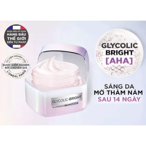 Kem Dưỡng Trắng Da Loreal Paris Ban Đêm Glycolic-Bright Glowing Cream Night 50ml Loreal