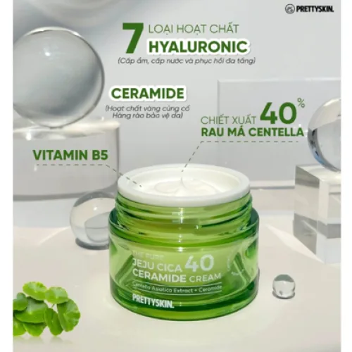 Kem dưỡng trắng da rau má The Pure Jeju Cica 40 Ceramide Cream
