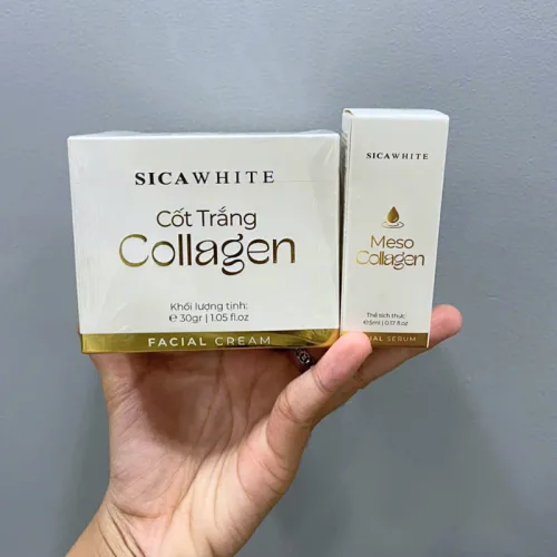 Kem Face Cốt Trắng Collagen 30g + Tặng Serum Meso 5ml Sica White - Hỗ Trợ Cải Thiện Lão Hóa Da