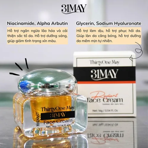 Kem Face Dưỡng Trắng Mờ Nám 31may Radiant - Kem Dưỡng Radiant Thirty One May 16g
