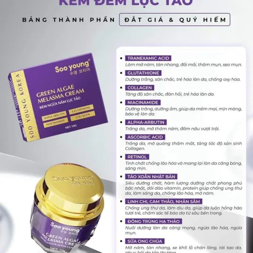 Kem Face Tím Giảm Nám Soo Young Mini Green Algae Melasma Cream