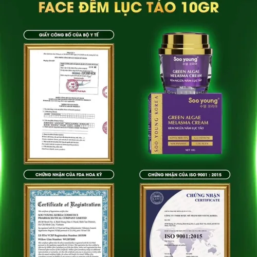 Kem Face Tím mini hỗ trợ Giảm Nám Soo Young Mini Green Algae Melasma Cream 10g Phá vỡ rào cản  Xóa mờ sạm nám