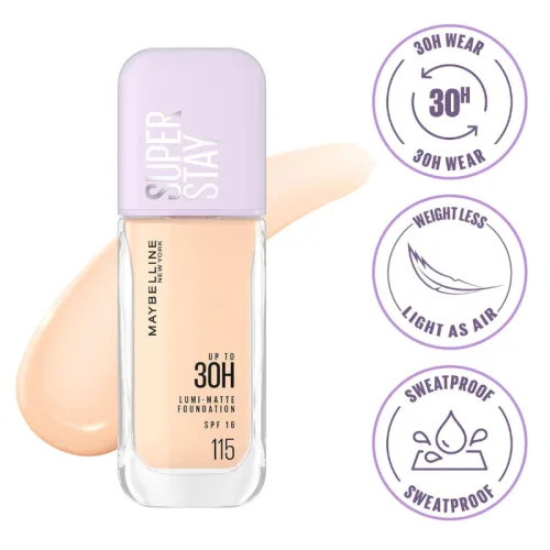 Kem Nền Maybelline New York Nắp Tím Lâu Trôi  Super Stay Up To 30H SPF16 35ml