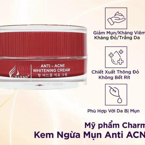 Kem trị mụn trắng da thông đỏ Charme Anti Acne Whitening Cream