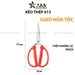 Kéo Cắt Đa Năng - Kéo Cắt 013 Làm Bằng Thép Không Rỉ Màu Đỏ 17x9x1,5cm