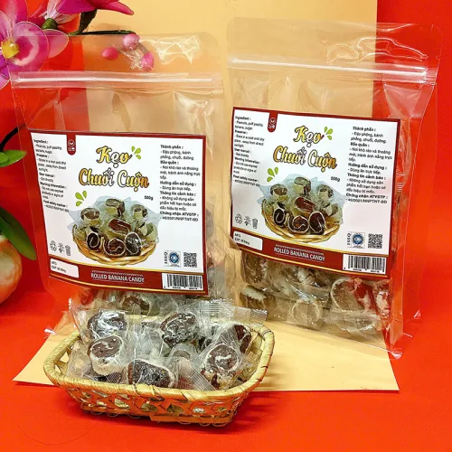 Kẹo Chuối Cuộn Túi Zip 500g