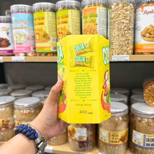 Kẹo Có Nhân Hương Chanh Gừng GOLIA Hộp Giấy Lục Giác 105,6g
