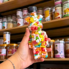 Kẹo Cứng Hương Vị Trái Cây - Kẹo Ngũ Sắc 220g - Chai Gấu Nhỏ