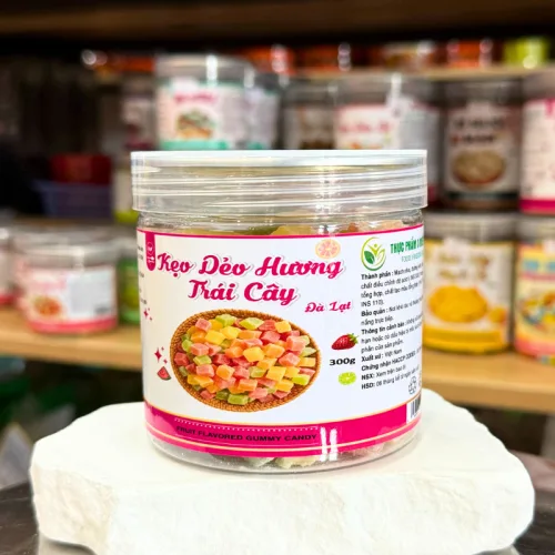 Kẹo Dẻo Vuông Hương Trái Cây (Kẹo Dẻo Đà Lạt) Mini 300g - Hộp Pet