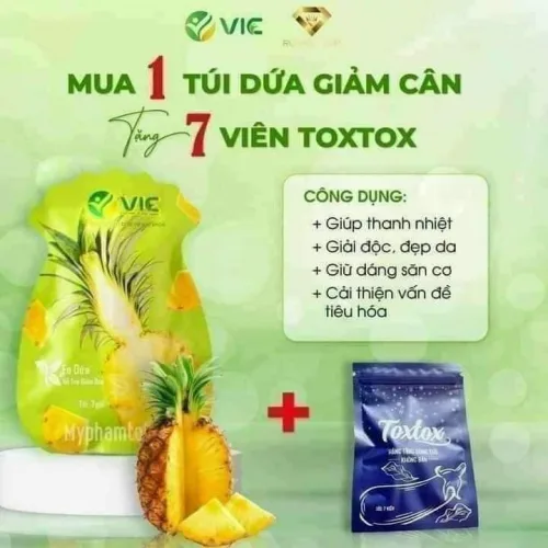 Kẹo Dứa Giảm Cân VIC Plus 7 Viên Tặng Kèm Detox
