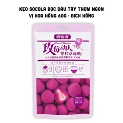 Kẹo Socola Bọc Dâu Tây Thơm Ngon Vị Hoa Hồng 60g - Bịch Hồng