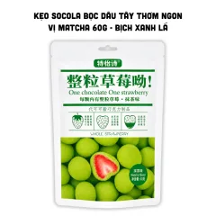 Kẹo Socola Bọc Dâu Tây Thơm Ngon Vị Matcha 60g - Bịch Xanh Lá