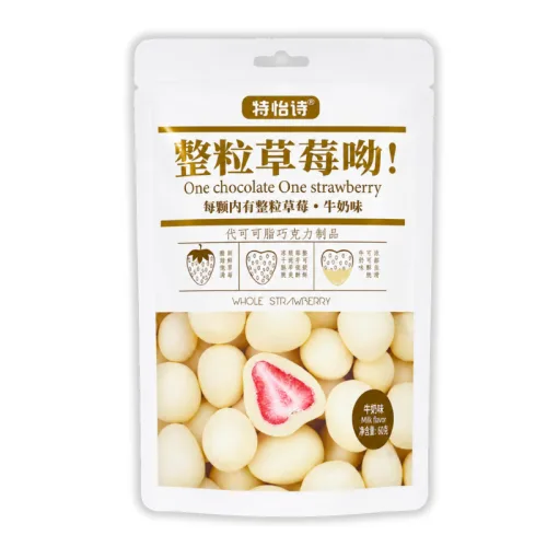 Kẹo Socola Bọc Dâu Tây Thơm Ngon Vị Sữa Chua 60g - Bịch Trắng Kem