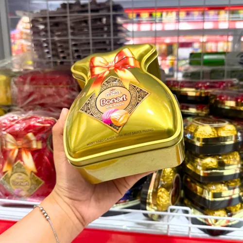 Kẹo Sữa KING HENRY BONART Nhân Trái Cây Hình Túi Tiền Hộp Thiếc 2 Màu 90g