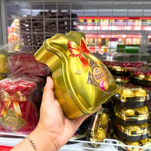 Kẹo Sữa KING HENRY BONART Nhân Trái Cây Hình Túi Tiền Hộp Thiếc 2 Màu 90g