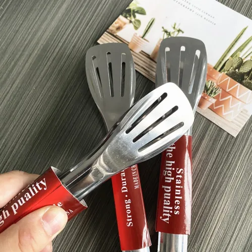Kẹp Gắp Thức Ăn Bằng Inox - Kẹp Gắp Đồ Nướng Gắp Thịt Đầu Khía 28,5cm