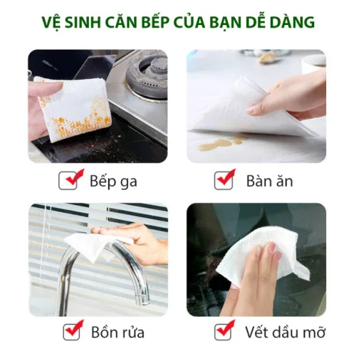 Khăn Ướt Lau Bếp Đa Năng - Khăn Lau Bàn Bếp Bát Đĩa Đa Năng An Toàn 1 Gói 80 Miếng 30x11x5cm