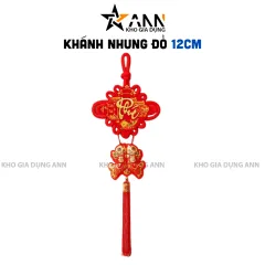 Khánh Nhung Đỏ Chữ Phúc 3D - Liễn Vuông Cá Chép Nhung Đỏ Trang Trí Tết - 12cm