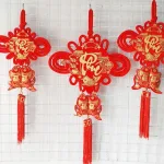 Khánh Nhung Đỏ Chữ Phúc 3D - Liễn Vuông Cá Chép Nhung Đỏ Trang Trí Tết - 12cm