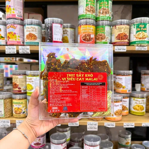 Khô Bò Sấy Khô Vị Truyền Thống Siêu Cay Malai BEST STEAK Hộp Vuông Ánh Kim Đầu Bò
