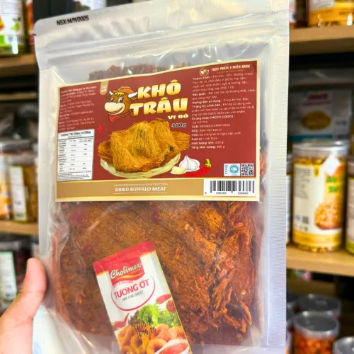 Khô Trâu Miếng Tẩm Vị Bò 300g - Túi Zip Bạc