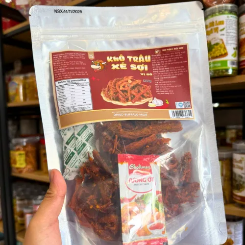 Khô Trâu Xé Sợi Tẩm Vị Bò 300g - Túi Zip Bạc