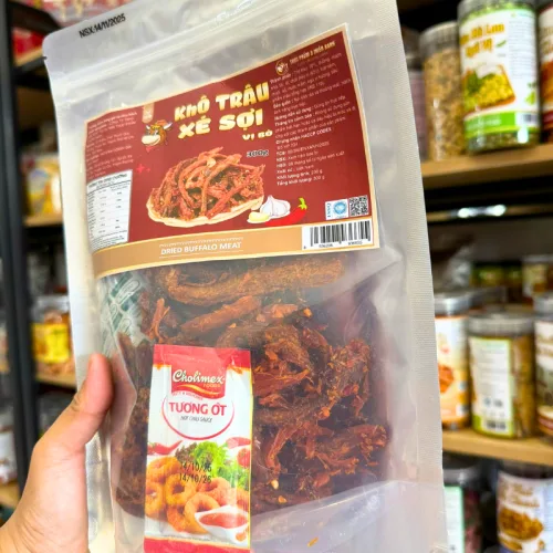 Khô Trâu Xé Sợi Tẩm Vị Bò 300g - Túi Zip Bạc